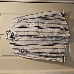 Banana Republic Striped White Button-down Long Sleeve Blouse (Small)